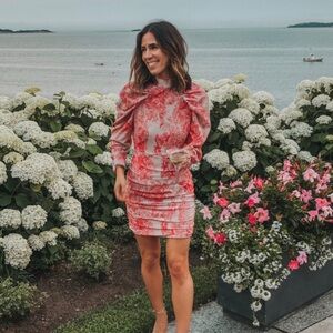 In Style Women’s Long Ballon sleeve Mock neck Mini Dress Size 12